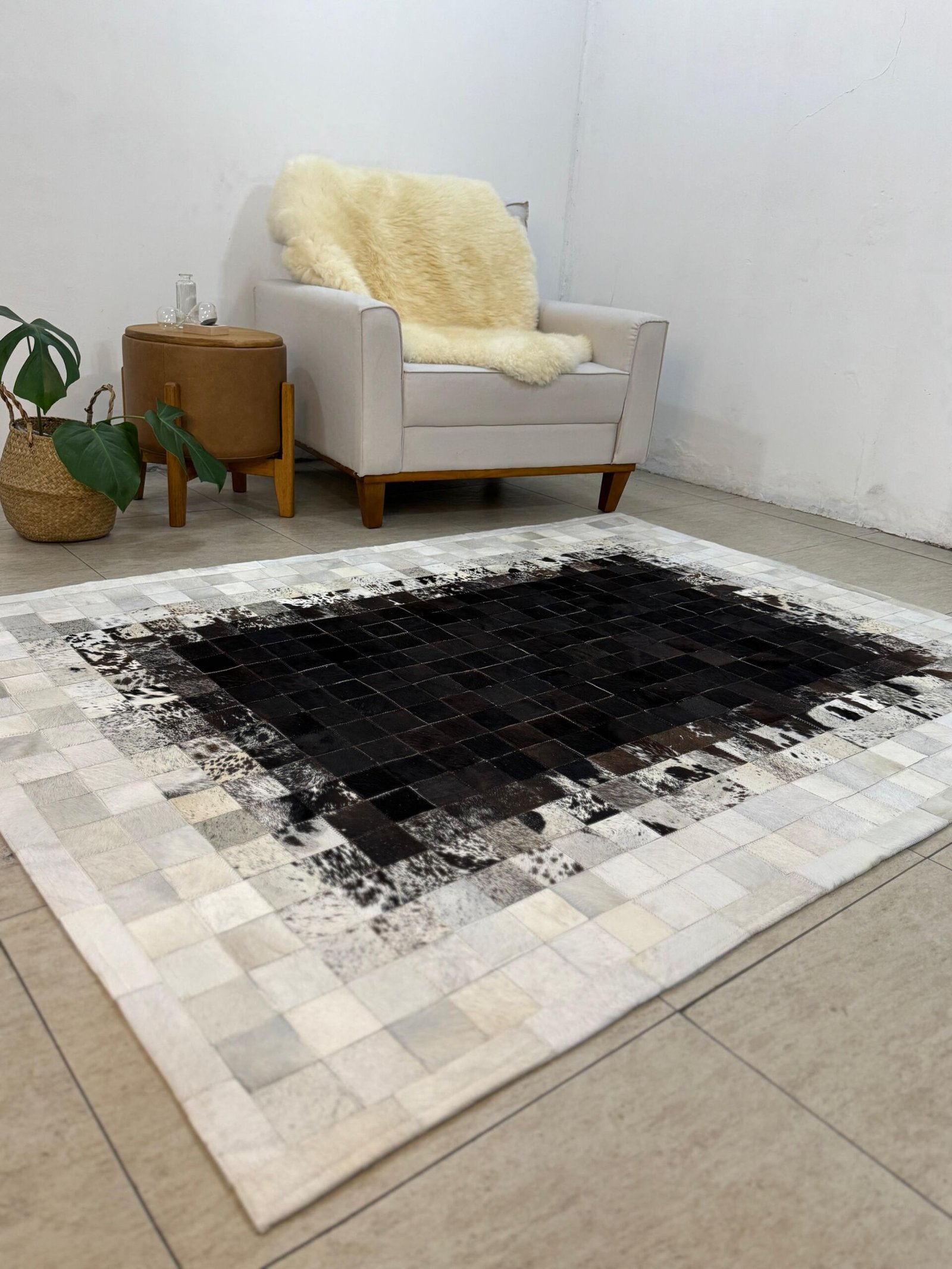 Tapete costurado 1,5x2,0m - Quadriculado (7x7)